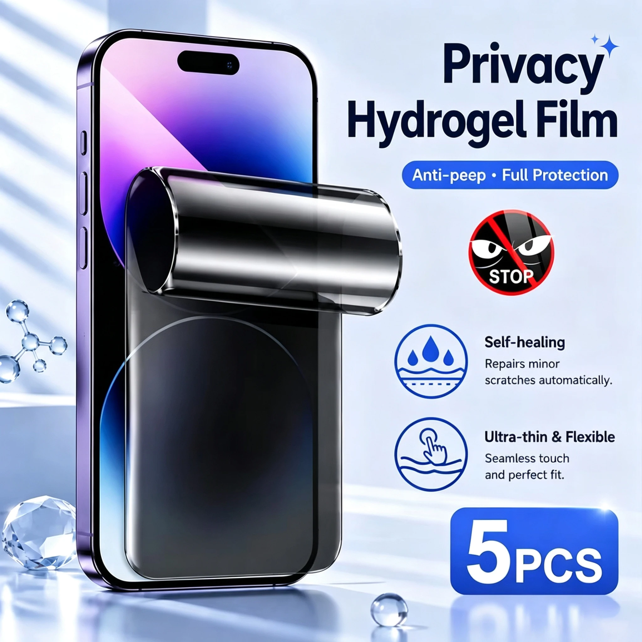 1-5PCS For iPhone 17 Pro 16 14 13 12 11 15 Pro Max Plus Air XR XS Max Privacy Hydrogel Screen Protector Film Anti-peep Anti-spy