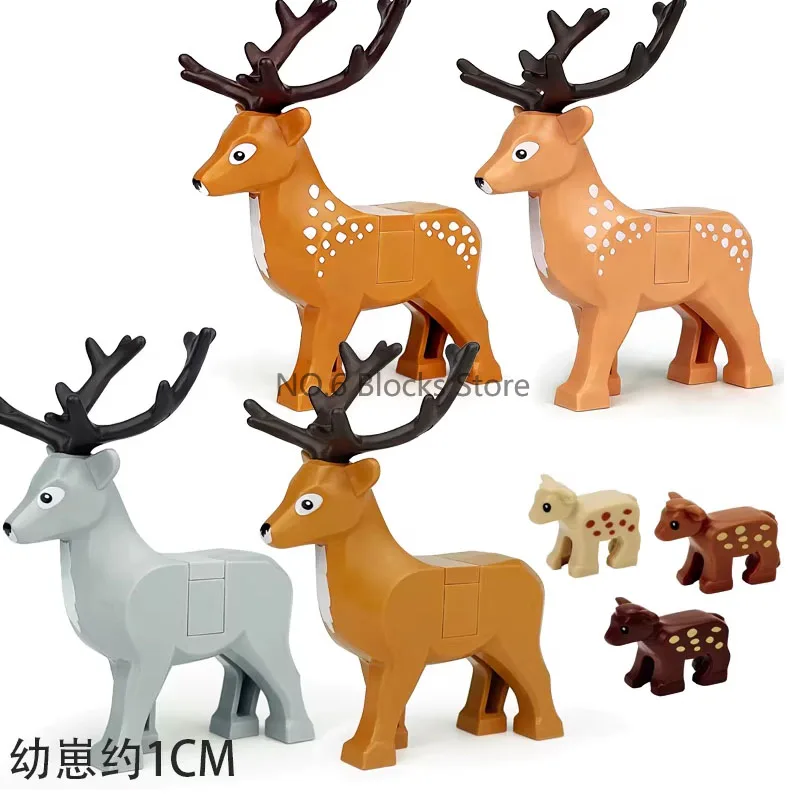 Wildtier-Bausteine MOC Tiger Löwe Elefant Bär Hai Adler Wolf Modellbausatz DIY Lernspielzeug Geschenke für Kinder S11
