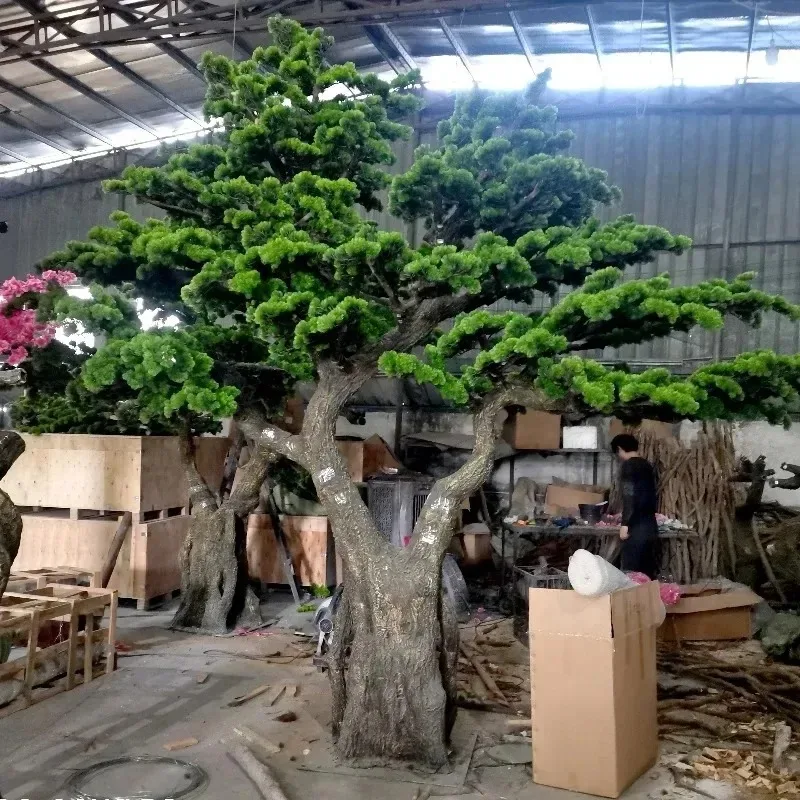 【2026】Large Outdoor Indoor 1M 2M Green Natural Artificial Bonsai Plant Pine Artificial Bonsai Tree For Garden Decoration 4