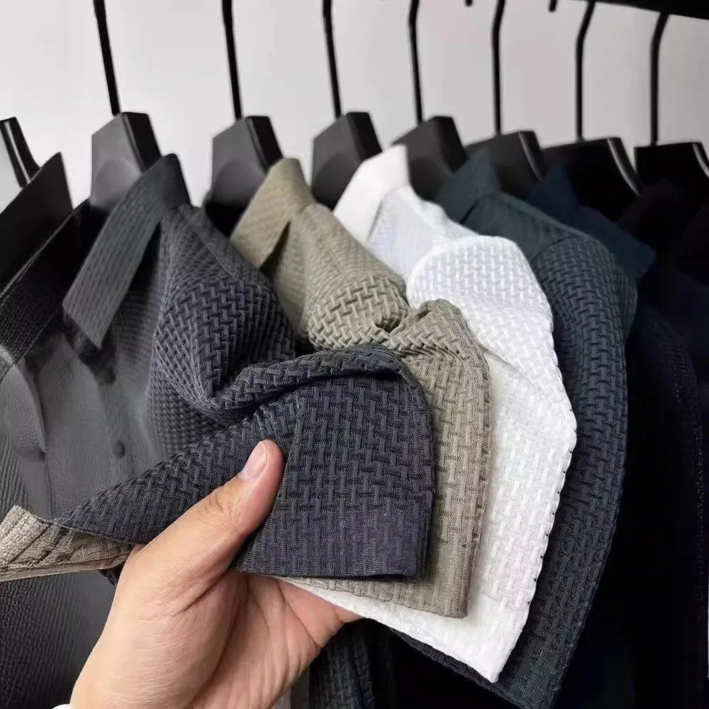 Summer Ice Silk Polo Shirts Men Turn-Down Collar Polo t-Shirts Fashion Casual Tee Shirt Breathable Soild Formal Top Man Clothing image 5