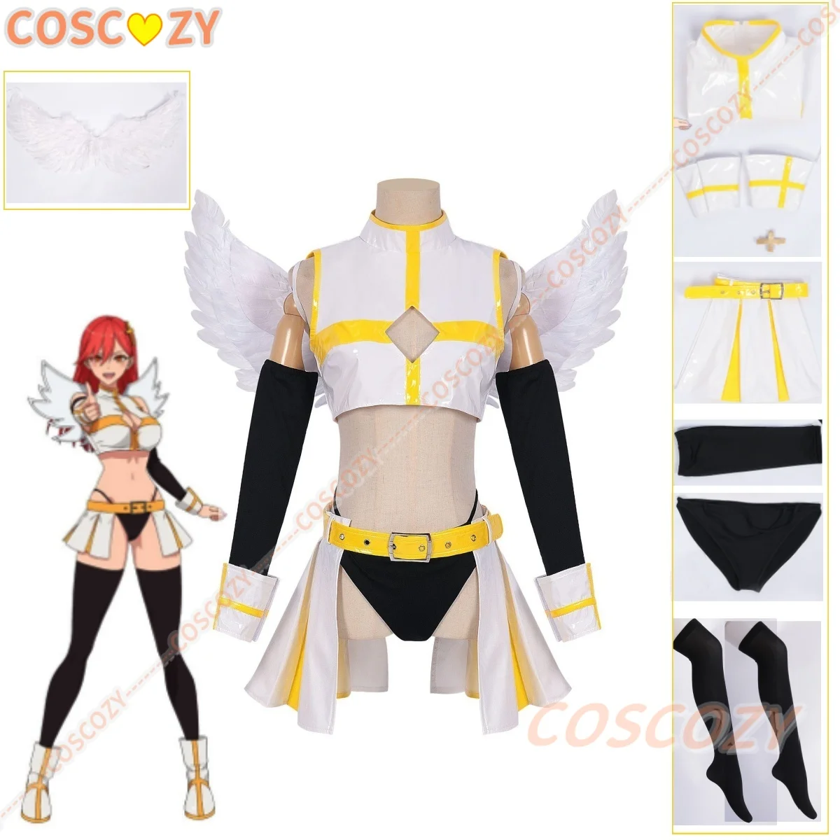 

Anime 2.5 Dimensional Seduction Ariel Aria Kisaki Cosplay Costume White Wings Sexy Leather Latex Skirt Woman Girls Lovely Skirt