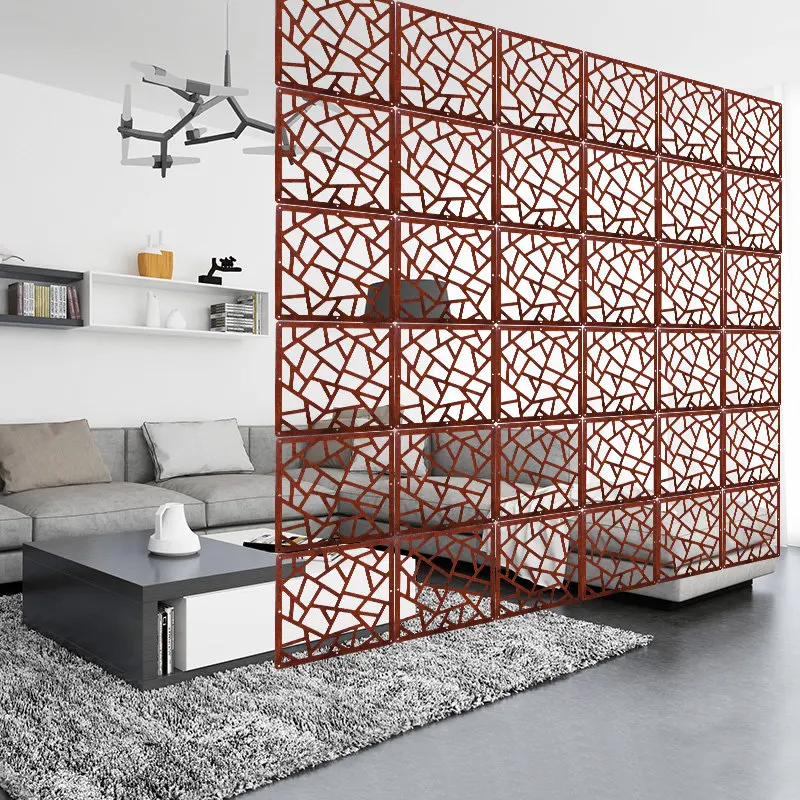 5Pcs Hollow‑Carved Hanging Room Divider Screen 29x29cm Vintage Modern Folding Curtain for Entryway Living Room Home Decor