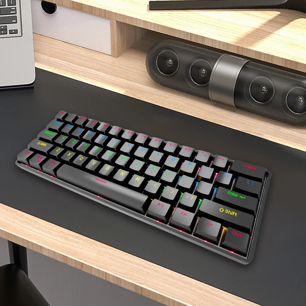 Wireless 2.4G Mechanical RGB Keyboard Gaming Keyboard 61Keys 3 Modes  Lighting Effect Bluetooth-Compatible for PC Laptop