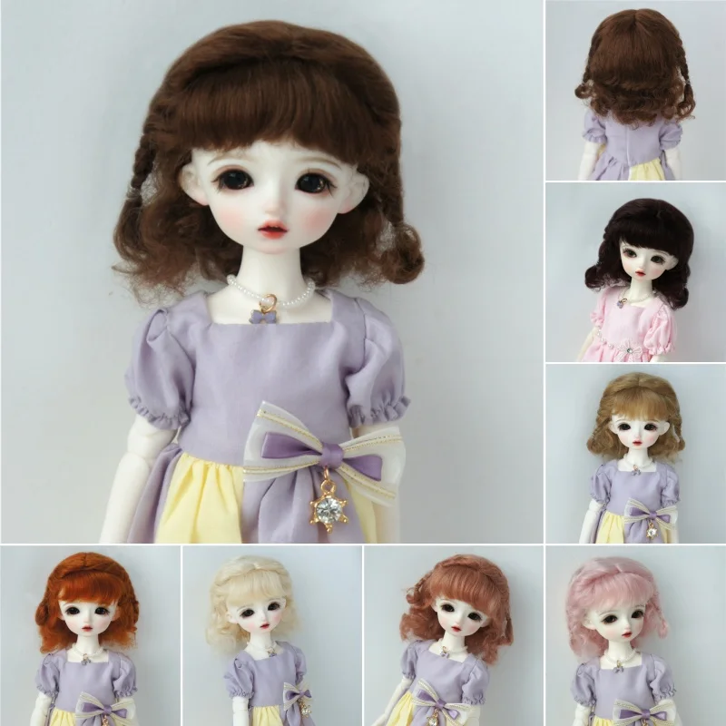 1/8 1/6 1/4 1/3 SD DOD QBaby Blythes muñeca pelo JD249 doble Mini trenzas onda corta de bebé Mohair pelucas de muñeca BJD