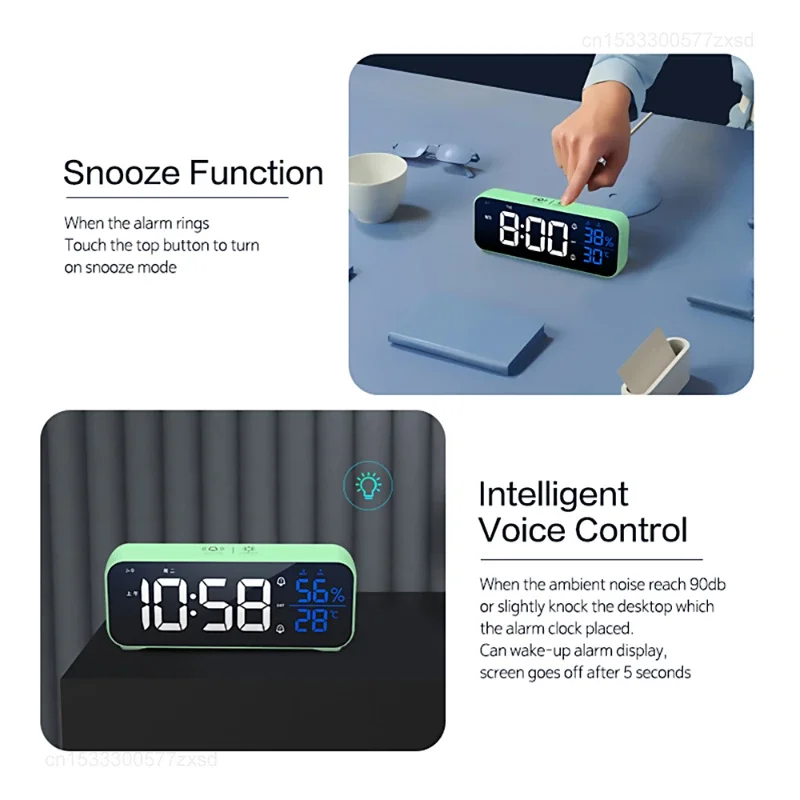 Xiaomi Music LED Digital Alarm Clock Voice Control Temperature Humidity Display Desktop Clocks Home Table Decoration Table Clock