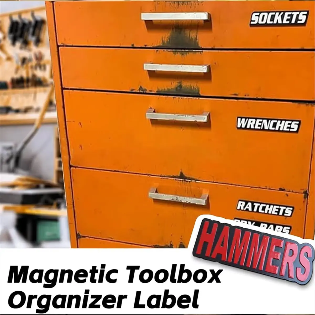 23 Pcs Magnetic Toolbox Drawer Tags Bold Easy-to-Read 3D Magnetic Tool Box Organizer Labels ToolboxWidget Stickers D