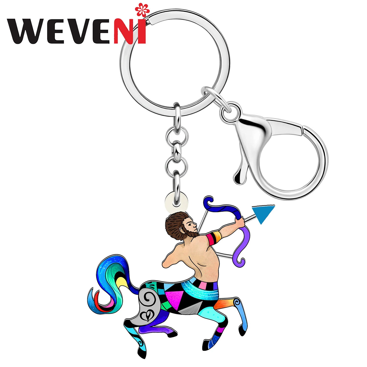 WEVENI Acrylic Sagittarius Zodiac Birthday Key Chains Key Chain Constellation Jewelry Gifts Party Favors For Women Girls Kids