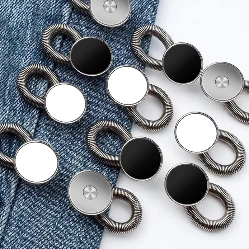 2Pcs Collar Extenders Metal Buttons Jeans Pants Waist Stretch Shirt Suit Tie Neck Expanders Flexible Lock Lengthen Buckle