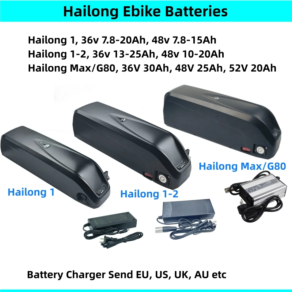 

Hailong 1 1-2 Max Hailong G80 Ebike Battery 36v 48v 52V 10Ah 15Ah 20Ah 25Ah 30Ah 30A for Cyrusherr XF800 Li-ion E-bike Battery