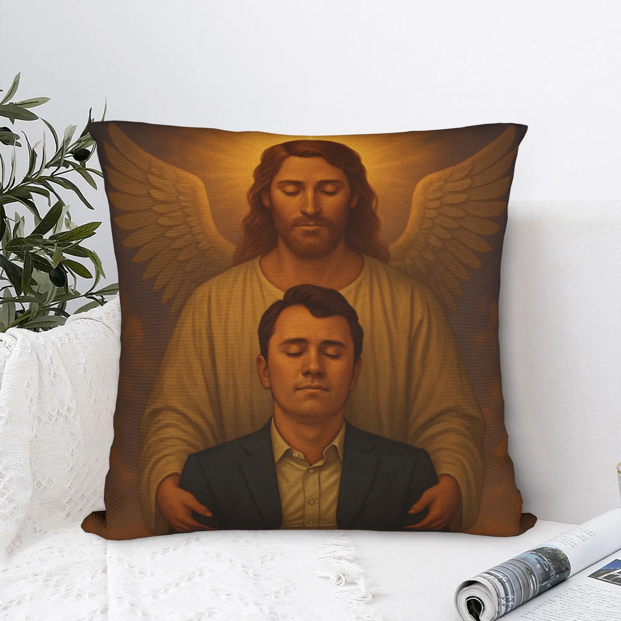 Pillow Case Charlie Kirk Angelic Advocate Print  Pillow Cover For Sofa Home Decoration Novelty Pillowcases