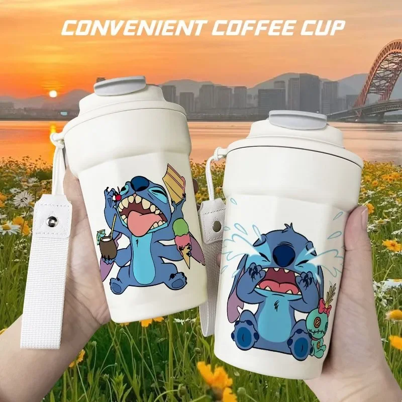 كوب ليلو آند ستيتش كارتوني إبداعي لطيف معزول بسعة كبيرة من الفولاذ المقاوم للصدأ كوب ماء محمول مضاد للسقوط هدية للأطفال