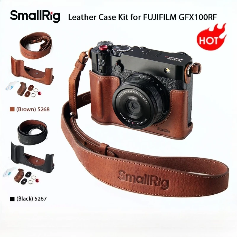 smallrig-5268-leather-case-kit-w-retro-case-black-thumb-pad-shoulder-strap-concave-shutter-button-cap-for-fujifilm-gfx100rf