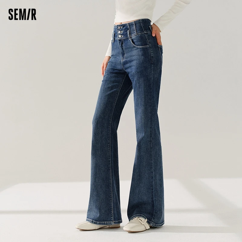 Semir 2024 Jeans Women High-Waist Trousers Showing Leg Length Spring New Style Simple Bell-Bottoms Hong Kong Style