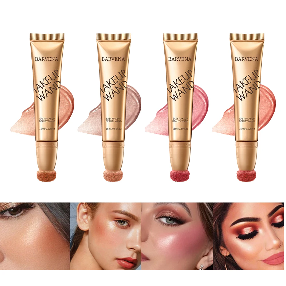 Stylo de maquillage multifonctionnel, blush, stylo de contour, tête en éponge, brillant perlé, flash fin, bâton de beauté éclaircissant