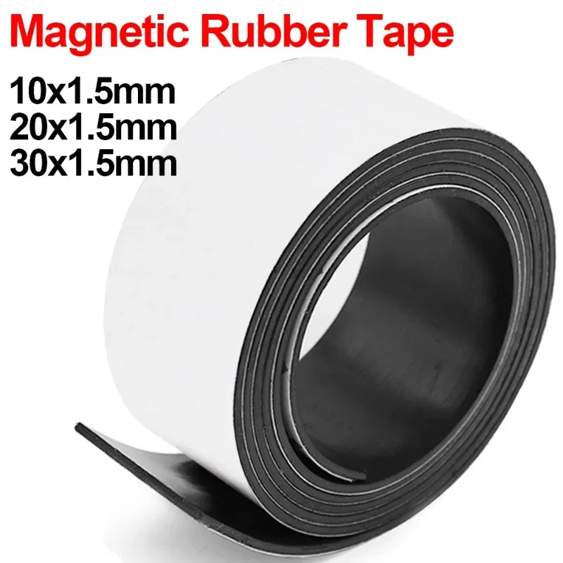 1 Meter Self Adhesive Magnet Strip Strong Flexible Magnetic Tapes Cuttable Magnet Rubber Tape Refrigerator Photo Poster Organize