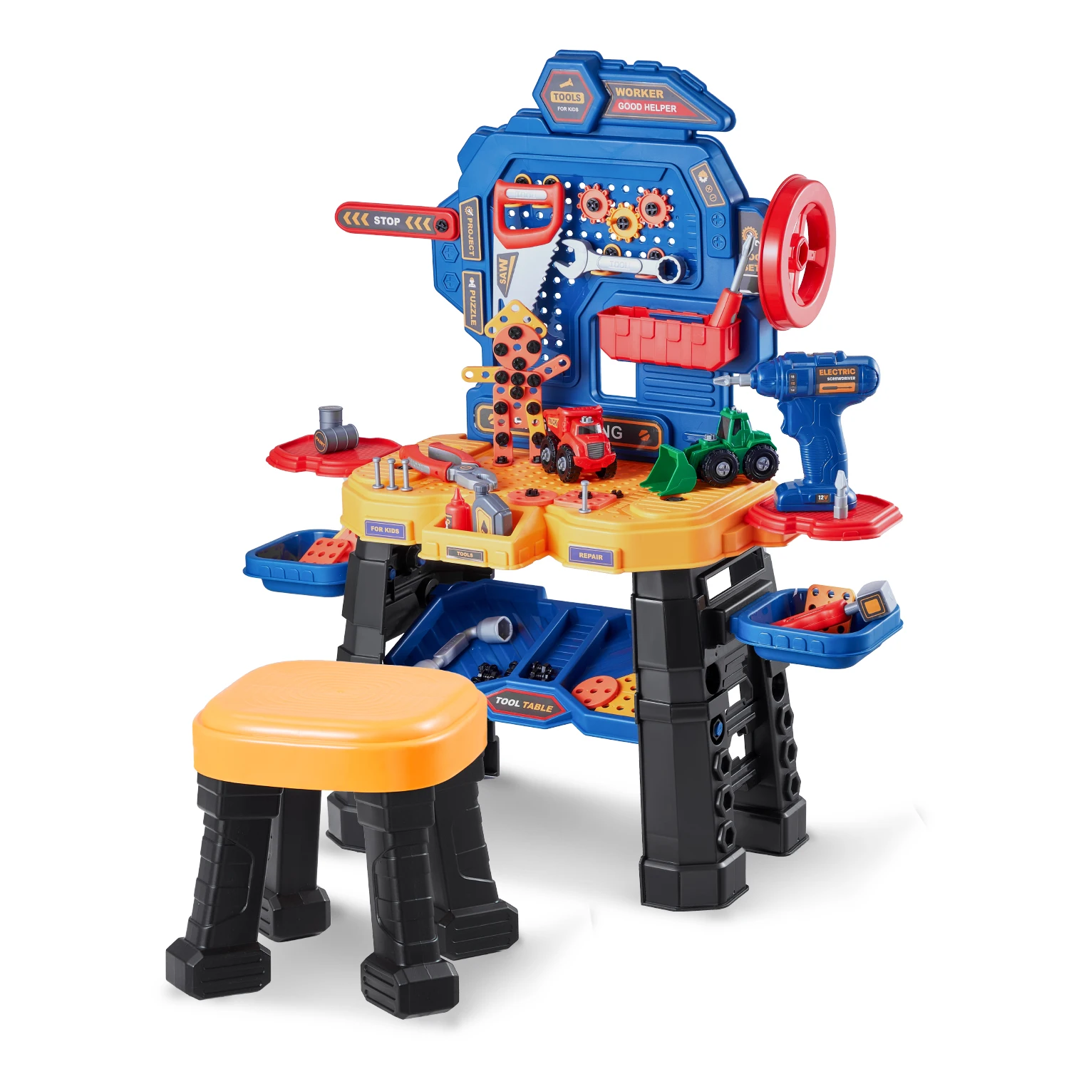 SucceBuy 181 Uds banco de herramientas para niños juego de herramientas Transformable realista con banco para niños pequeños juego de simulación regalo de aprendizaje para niños Juguetes