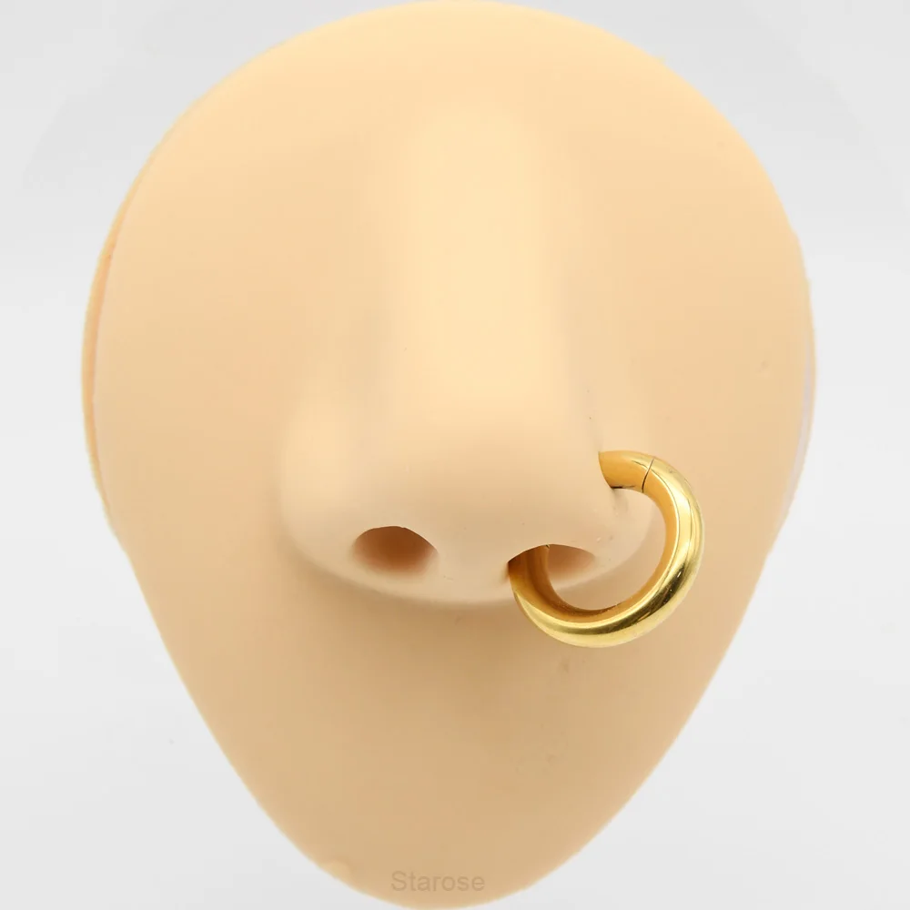 Large Guage 12G/2mm to 00G/10mm 316L Stainless Steel Hinged Clicker Septum Rings Seamless Nose Ring Hoop Ear Piercing Earweight