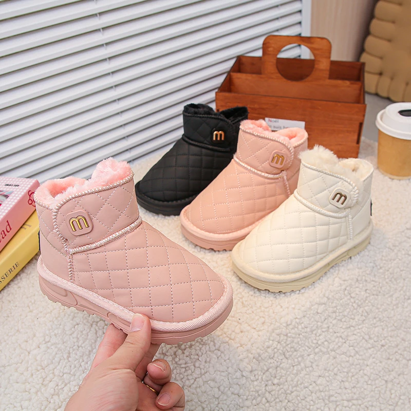 

Winter Children's Plush Boots Classic Outdoor Boys Girls Fashion Cotton Boots Simple Ankle Versatile Kids Short Thermal Boots