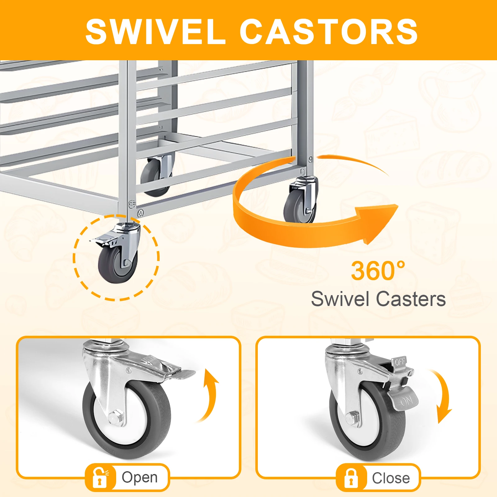 

18-ярусная алюминиевая тележка для противней на 4 колесах, коммерческая кухонная тележка для противней для ресторанов, столовых, пиццерий