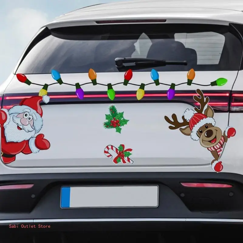 Christmas Car Magnet Reflective Holiday Car Magnet Christmas Decoration Stickers for Refrigerator Garage Door