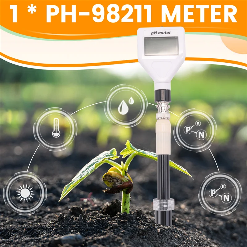 PH-98211 디지털 다목적 PH 측정기 산도 측정기 PH 테스터 흰색 백라이트가있는 토양 측정기 테스터-A21R
