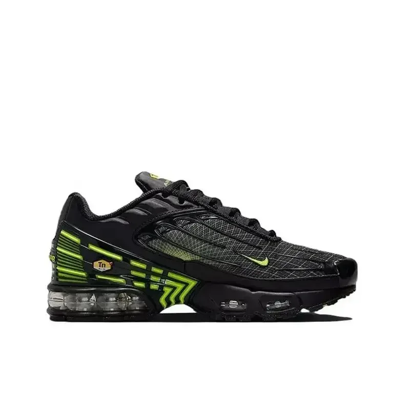Nike air max plus tn 3 preto verde masculino tênis de corrida antiderrapante durável almofada de ar malha respirável esportes ao ar livre tênis masculino