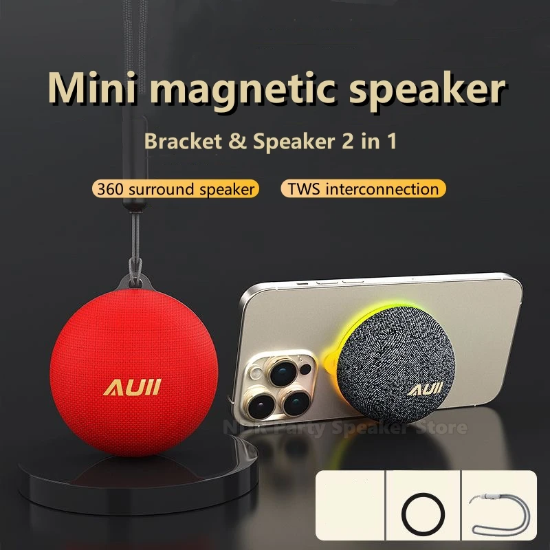 

Многофункциональные магнитные Bluetooth-колонки Мини-беспроводной динамик объемного звучания TWS 360 с держателем для телефона с цветной подсветкой Multi-RGB