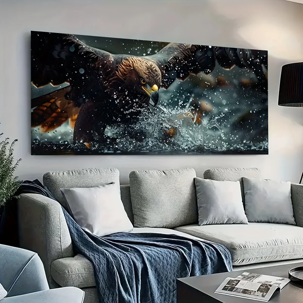 1 Majestic Eagle Soaring on the Water Lienzo artístico, moderno, sin marco, impresión de tinta vívida, arte de pared de pájaros para sala de estar, dormitorio,