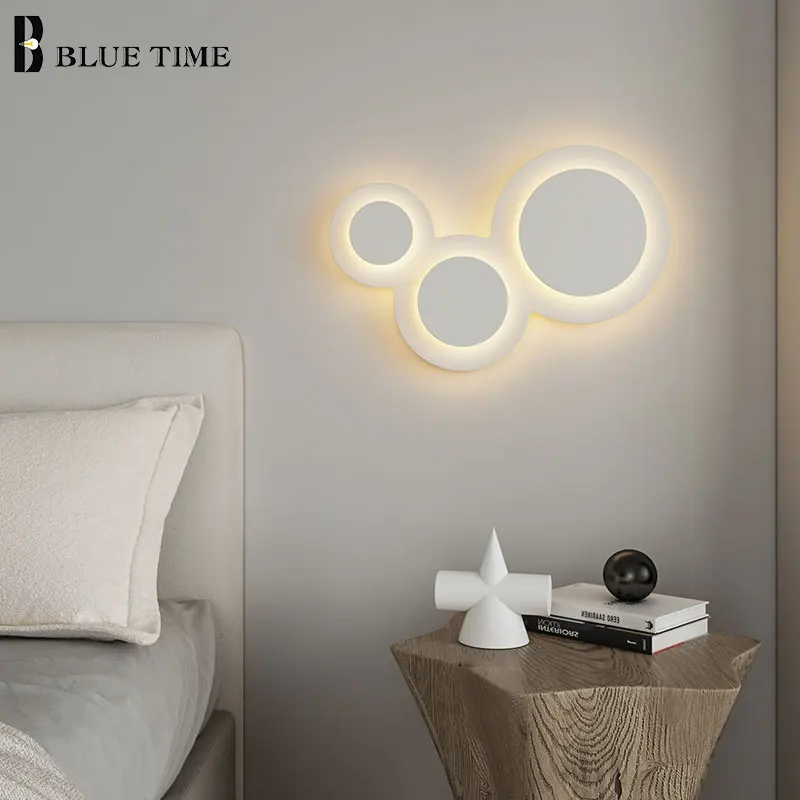 

Simple LED Wall Lamp Indoor Sconce Wall Light for Living Room TV Background Wall Bedroom Bedside Lamp Home Lighting Lustre White