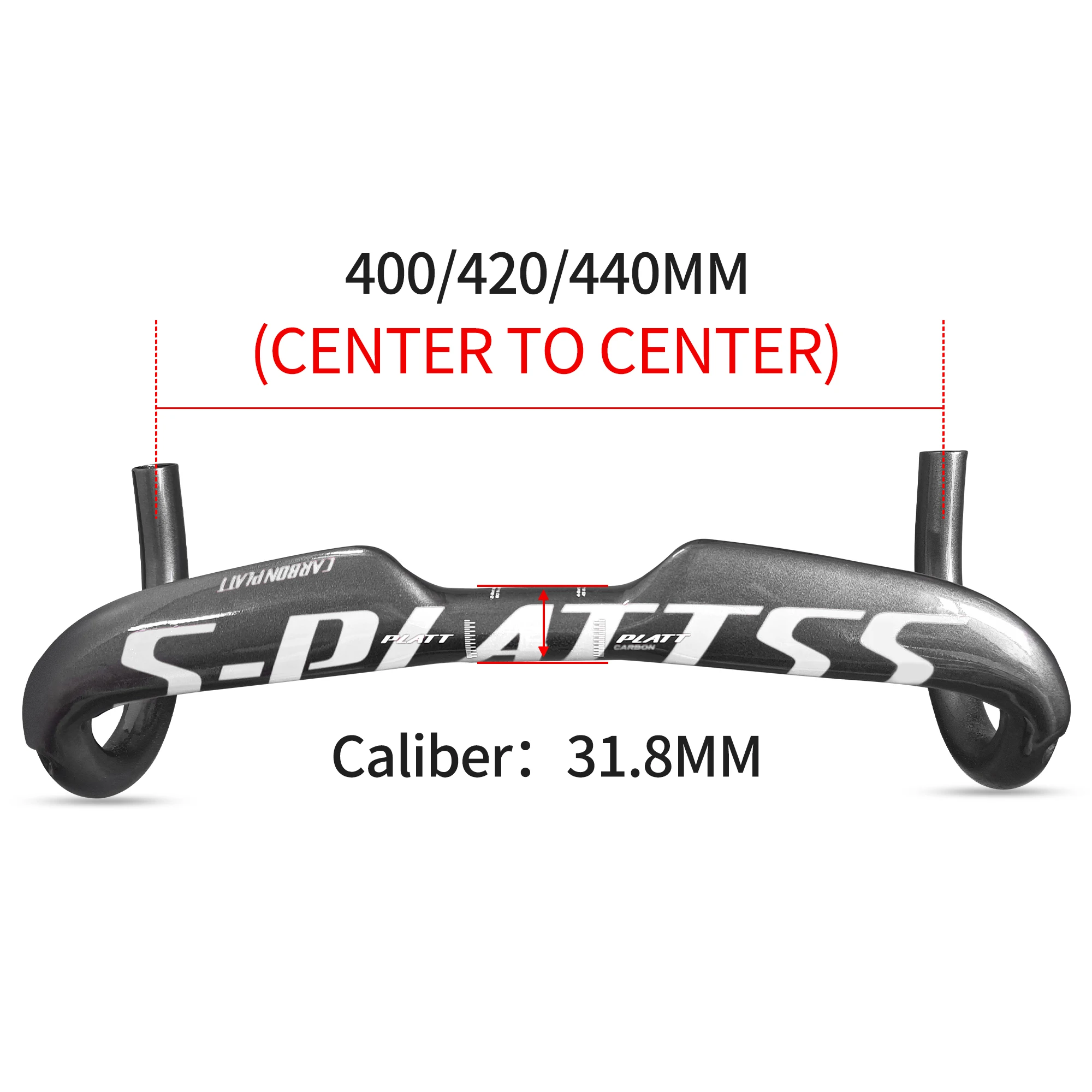 مقود الدراجة من ألياف الكربون يقلل من المقاومة شريط منحني لتقوية أجزاء الدراجة 400/420/440 مللي متر التوجيه الداخلي