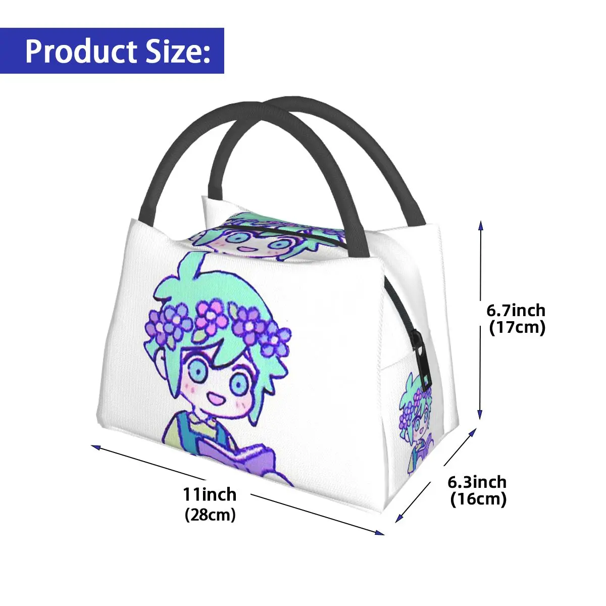 Cute Basil Omori Emote Insulated Lunch Bag for Women Children Portable Food Boxes Thermal Lunch Box Tote
