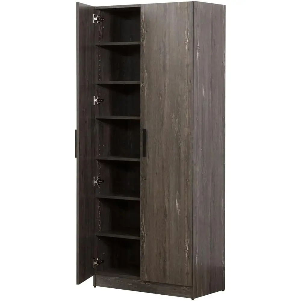 

Деревянный шкаф для обуви в деревенском стиле, серый, с шестью полками