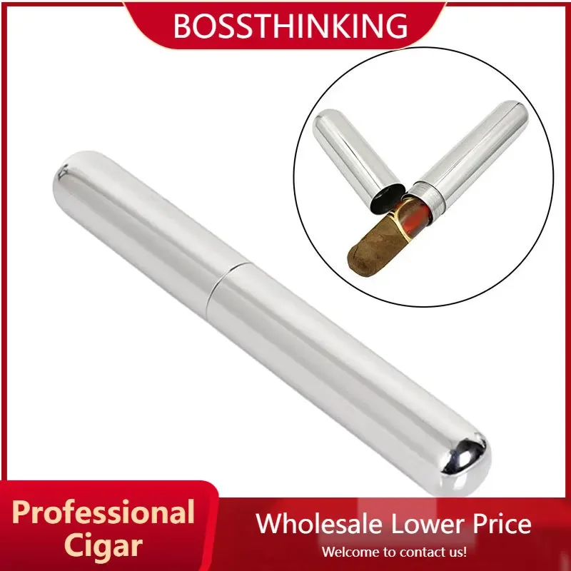 

Cigar Holder Stainless Steel Cigar Tube Case Portable Cigarettes Tobacco Holder Container Cigar Storage Tube Smoking Accessories
