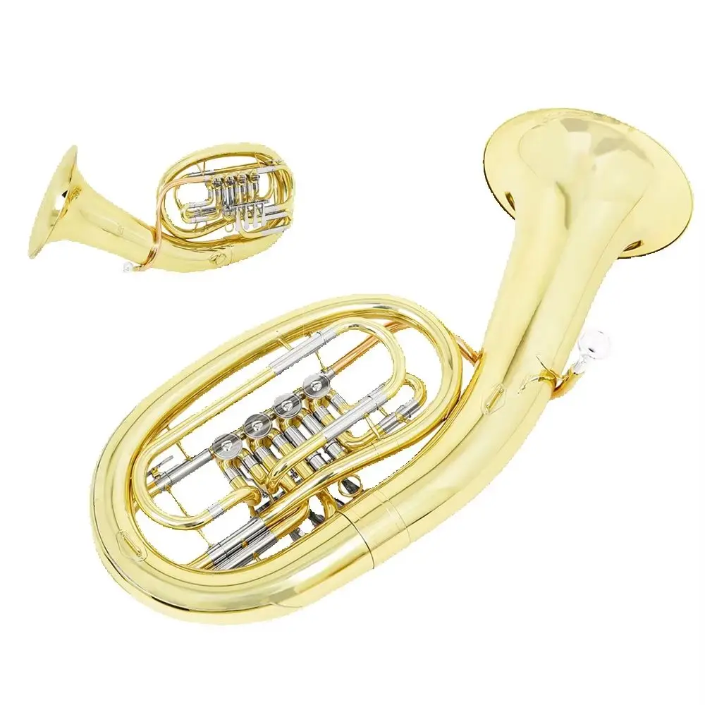 SLADE 4 Flat-Piston Baritone Horn Brass Body Phosphor Copper Bronze Finish Euphonium for Beginner Exam & Stage Performance