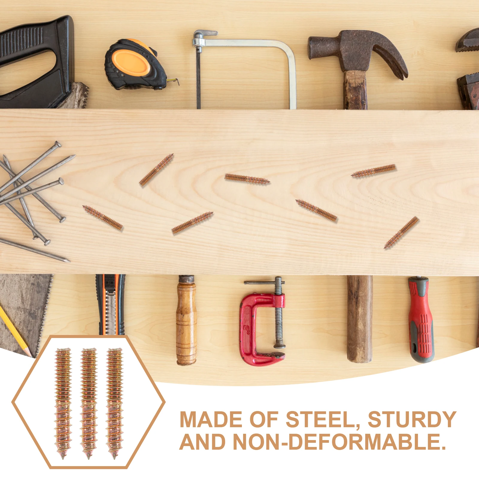 

100Pcs Self-Tapping Double Head Screw Wood Thread Machine Thread Fastening Solution for Wood Furniture Outdoor Railings Small