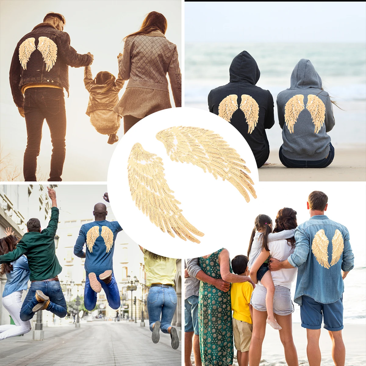 

Sequin Wings Patch Applique for Clothes Shiny Polyester Embroidered Iron-on DIY Angel Wing Shape Patches Trendy