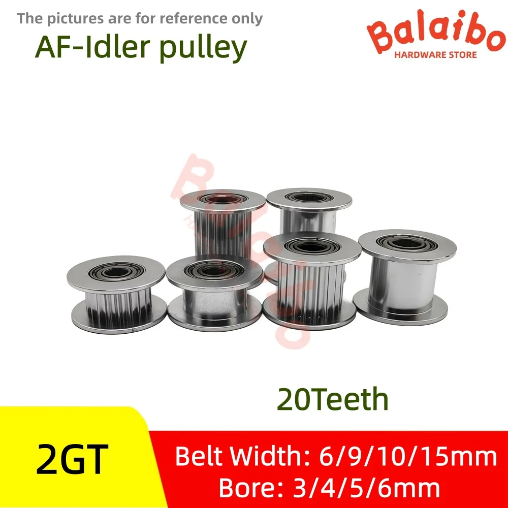 2GT Timing Pulley Idler Pulley 20 Teeth AF Type Bore 3/4/5/6mm Belt Width 6/9/10/15mm