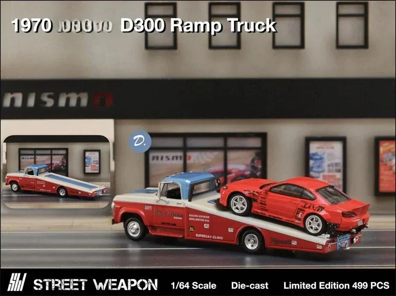 Street Weapon SW 1:64 1970 D-300 Ramp Truck limited499 Diecast Model Car