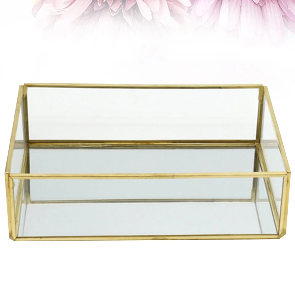 

1 шт. геометрическая четырехсторонняя медная стеклянная шкатулка для драгоценностей элегантный контейнер для хранения серег, ожерелий, браслетов, дисплея