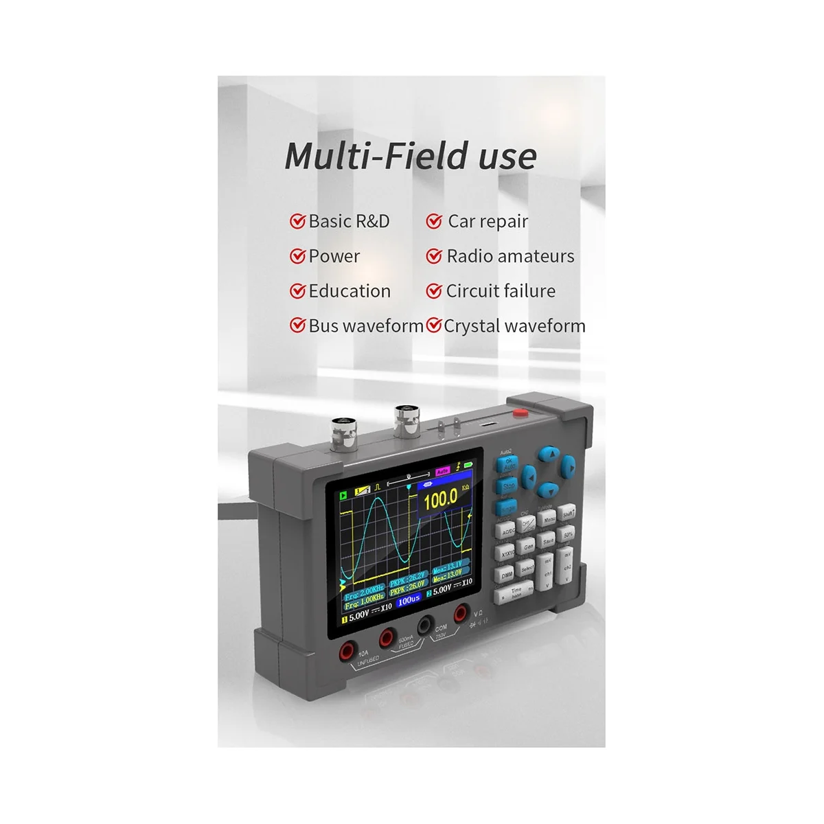 DSO3D12 3.2 Inch Desktop Digital Oscilloscope 120M Bandwidth Dual Channel Multimeter and Signal Generator 3 in 1 120M