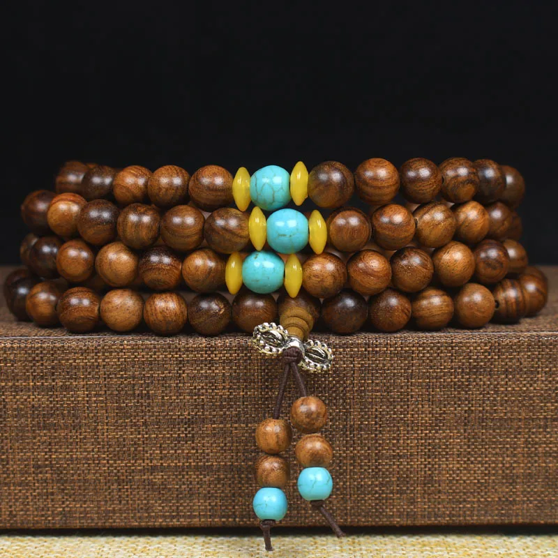 Long Term Supply Black Rosewood Beads Bracelet108With Spacer Beads Men's and Women's Bracelets Wooden Rosary