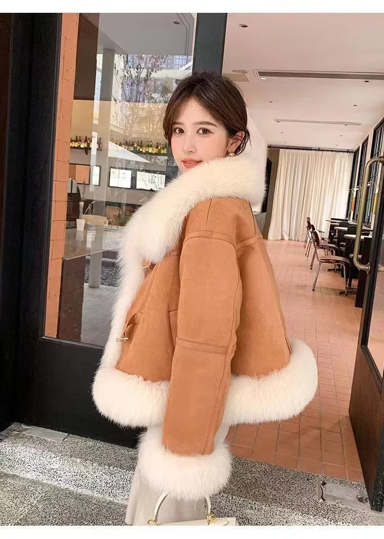 2023 Winter Fashion New Parkas Women Natural Fox Fur Down Jacket Warm Goose Down Coat Temperament Short Fur Coat