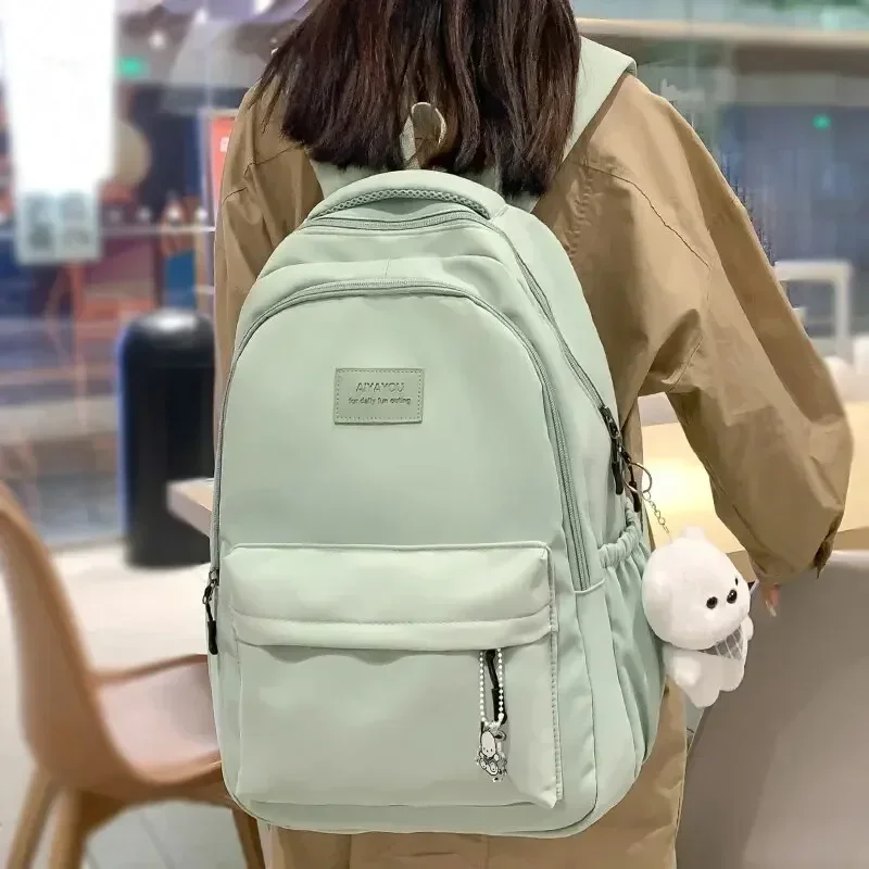 Waterproof Teenage Bookbag Nylon Rucksack Fashion Girl Backpack Women Shoulder Bag High School Schoolbag Black