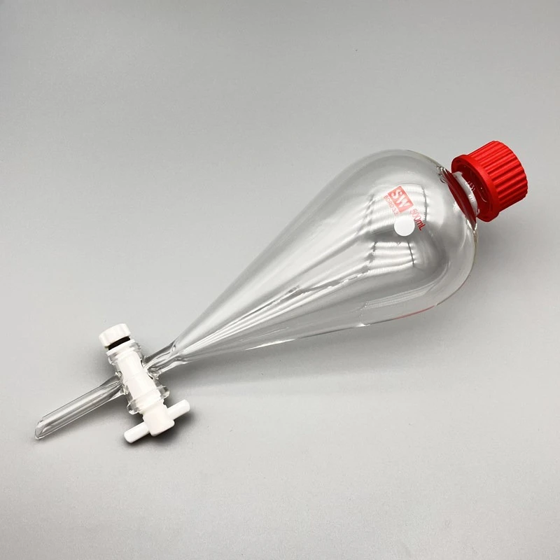 

1pc Brown and Transparent Lab Glass Pear-Shaped Separatory Funnel Separating Eurify Essential Oil Chemical Experiment Separation