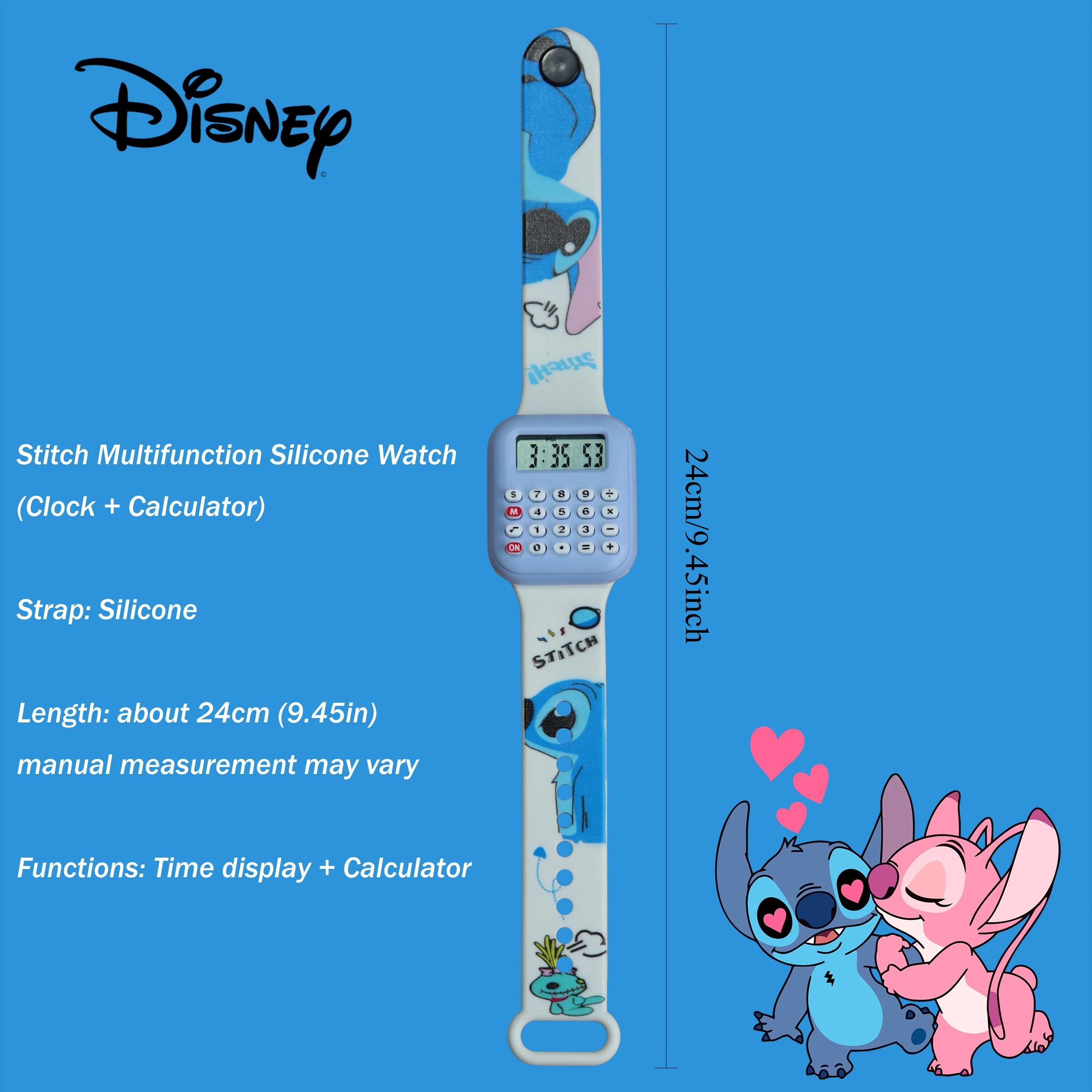 Miniso Disney Stitch LED Watch – Y1 Button, Student Fashion Digital Wristwatch with Calculator, Gift for Kids & Teens
