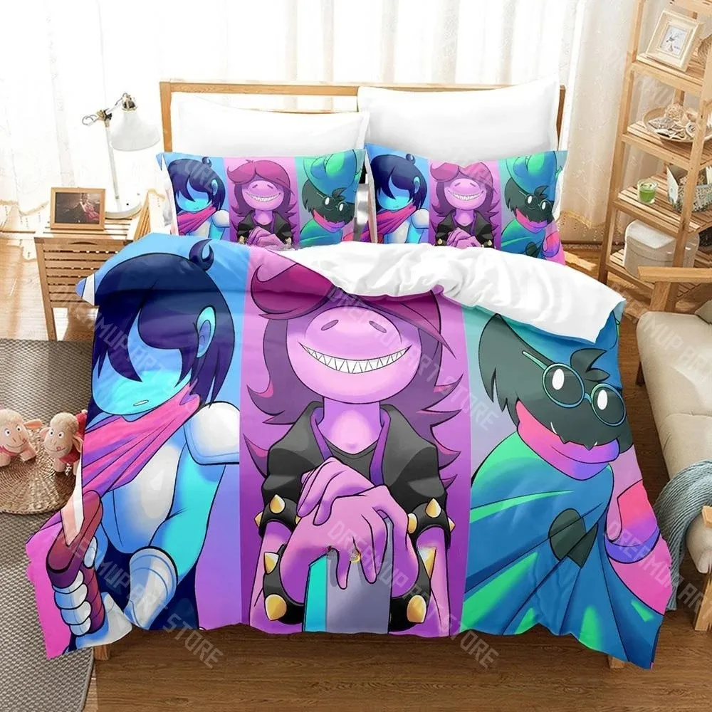 3D Printed Deltarune 2 Anime Game Bedding Set for Boys Girls Duvet Cover Pillowcase Twin Queen King Full Single Double Sizes
