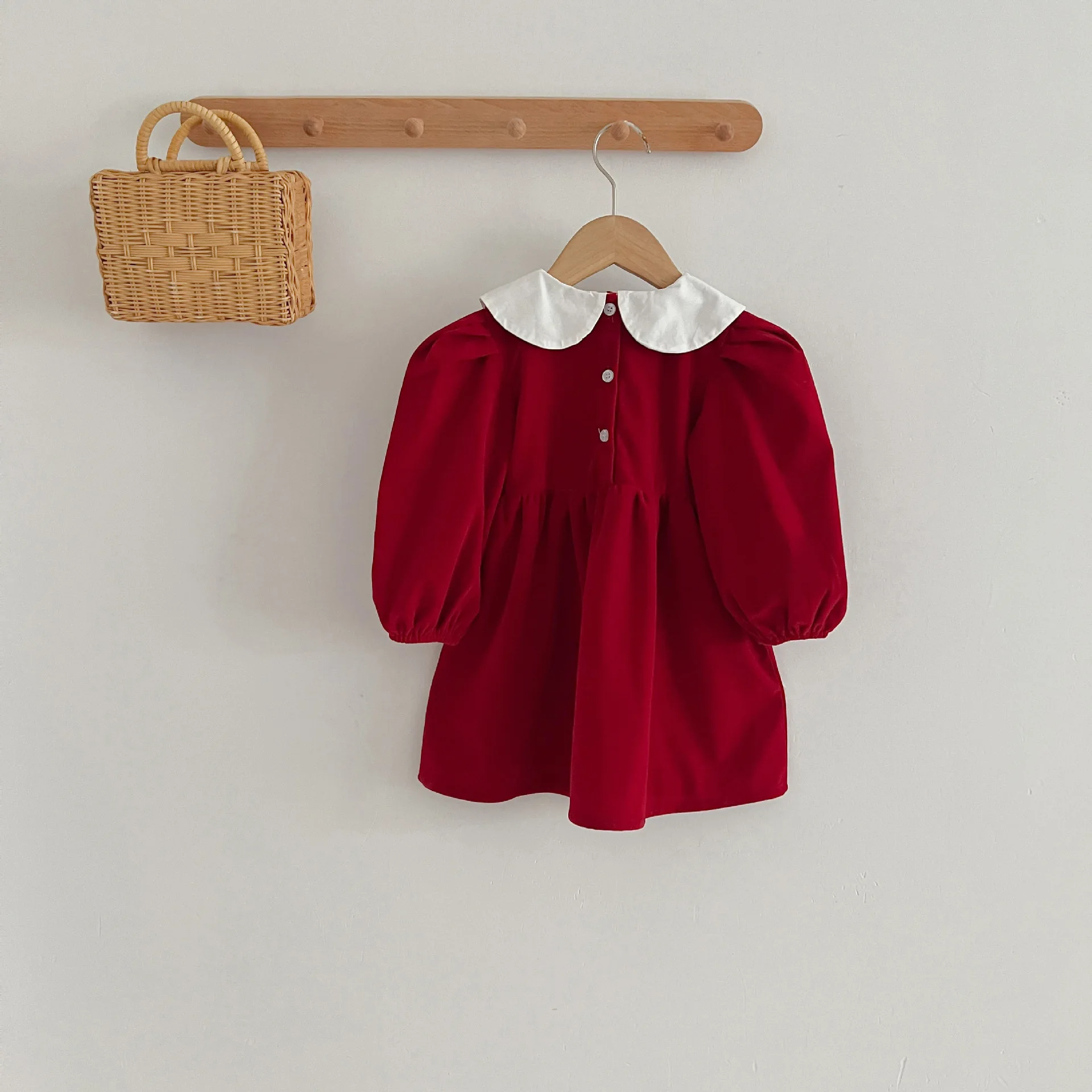 Infant Kinder Baby Mädchen Langarm Süße Einfarbig Schwestern Kleid Neugeborene Baby Mädchen Puppe Kragen Prinzessin Kleidung Strampler – Detail 8