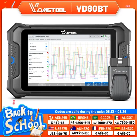 VDIAGTOOL VD80BT Automotive Diagnostic Scanner with Key Programming Topology Map Bidirectional 42+Reset ECU Coding Scan Tool