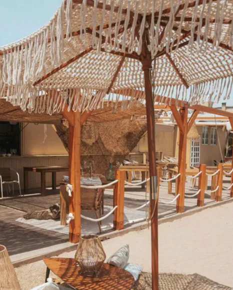 Wholesale  Foldable Macrame Boho Umbrella Outdoor Patio Aluminum Alloy Pole Granite Base Hotel Resort Garden Beach Wedding