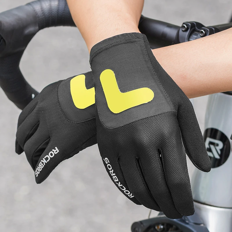 ROCKBROS Bike Gloves Full-finger Touch Screen Reflectuve Long Finger MTB Road Cycling Motorcyclist Glove Bicycle Accessories